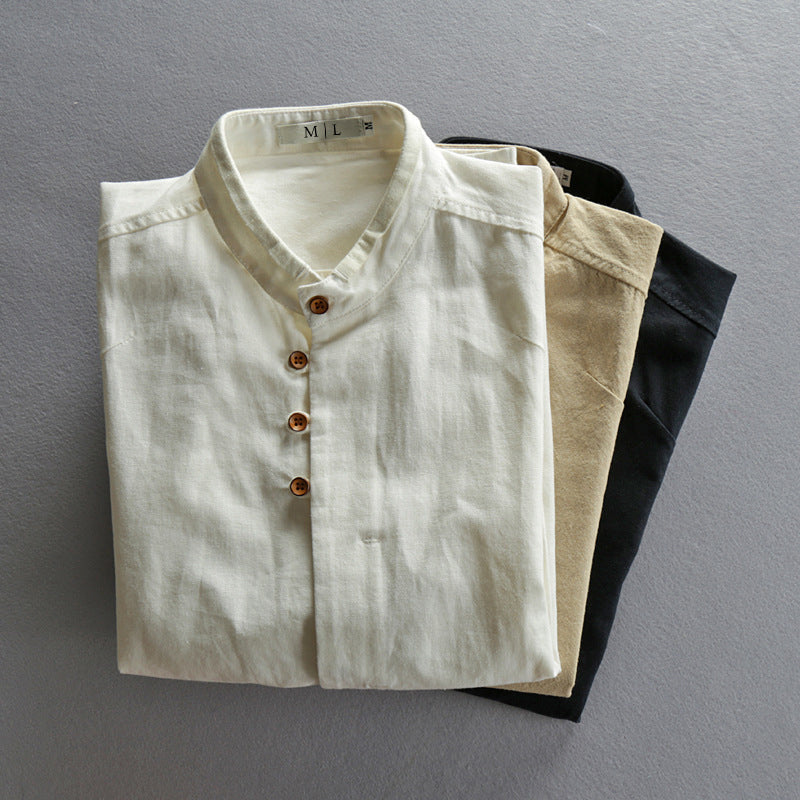 Chemise Homme Moderne à Col Montant Structuré – Style Contemporain, Confort et Polyvalence