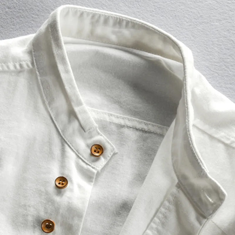 Chemise Homme Moderne à Col Montant Structuré – Style Contemporain, Confort et Polyvalence