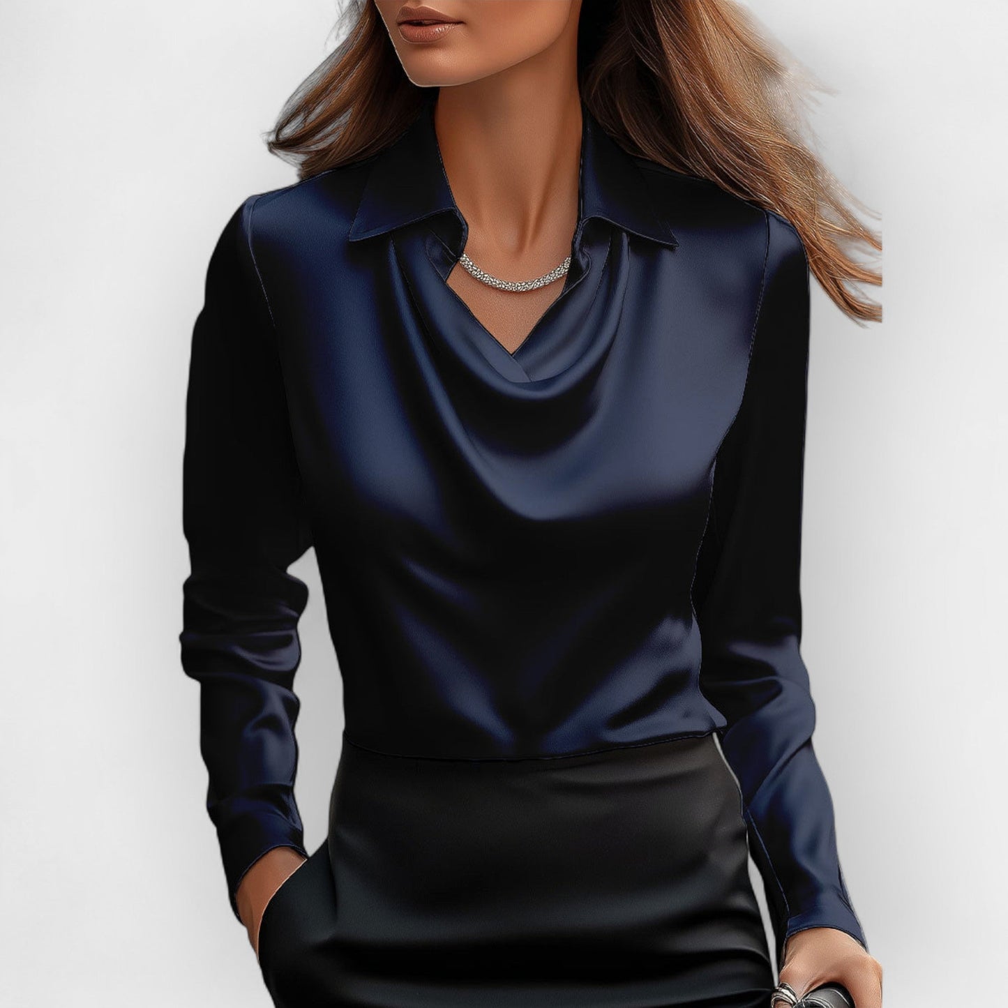 Blouse Satin Femme | Col Cascade Fluide et Élégant