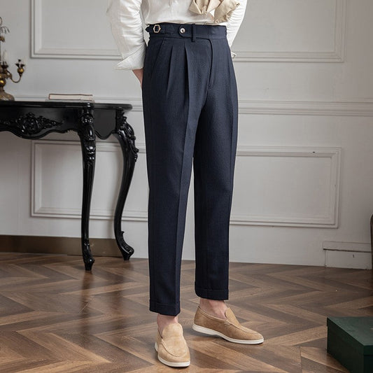 Brockwell | Pantalon Homme Taille Haute Style Élégant Plissé Classique