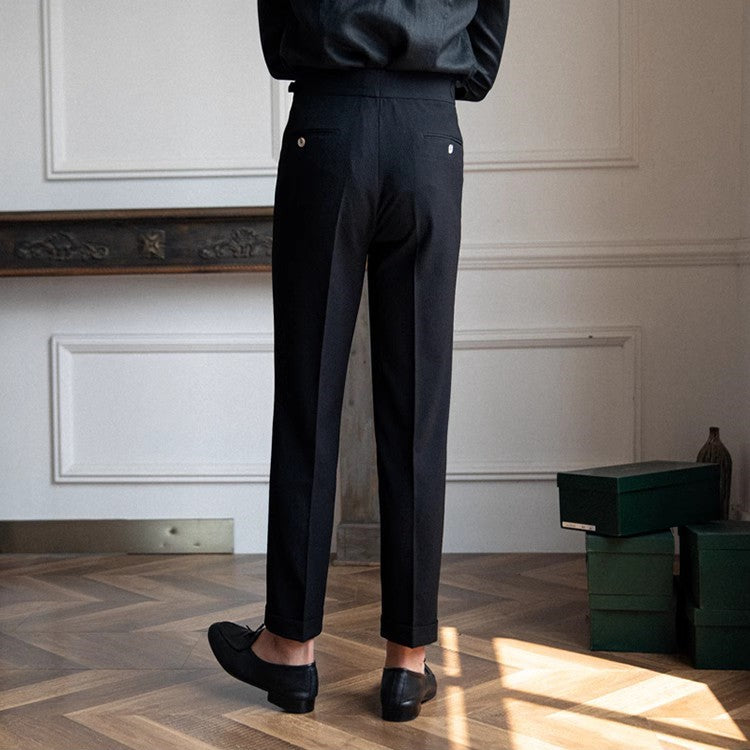 Brockwell | Pantalon Homme Taille Haute Style Élégant Plissé Classique