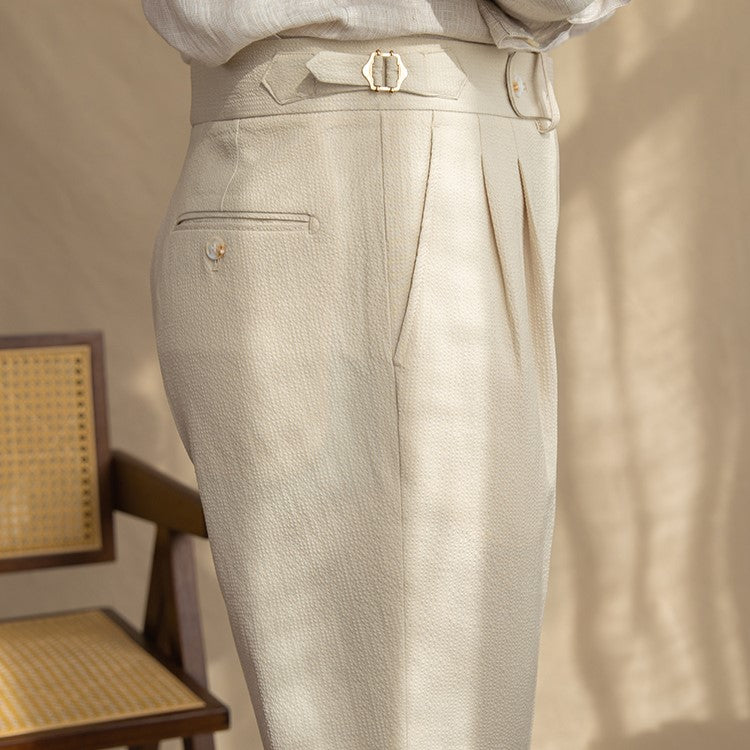 Brockwell | Pantalon Homme Taille Haute Style Élégant Plissé Classique