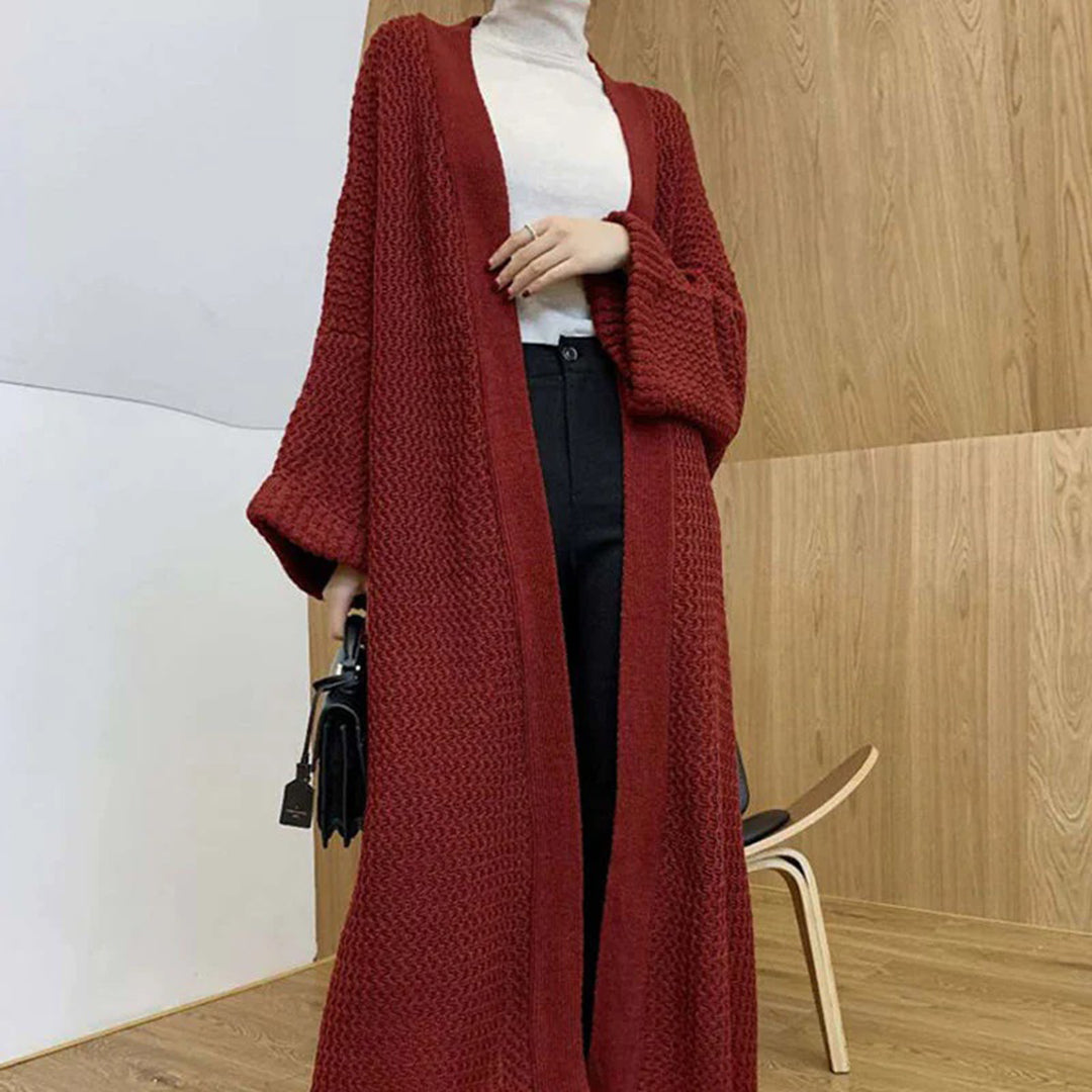 Anneliese | Cardigan long en maille texturée, manches larges, style oversize