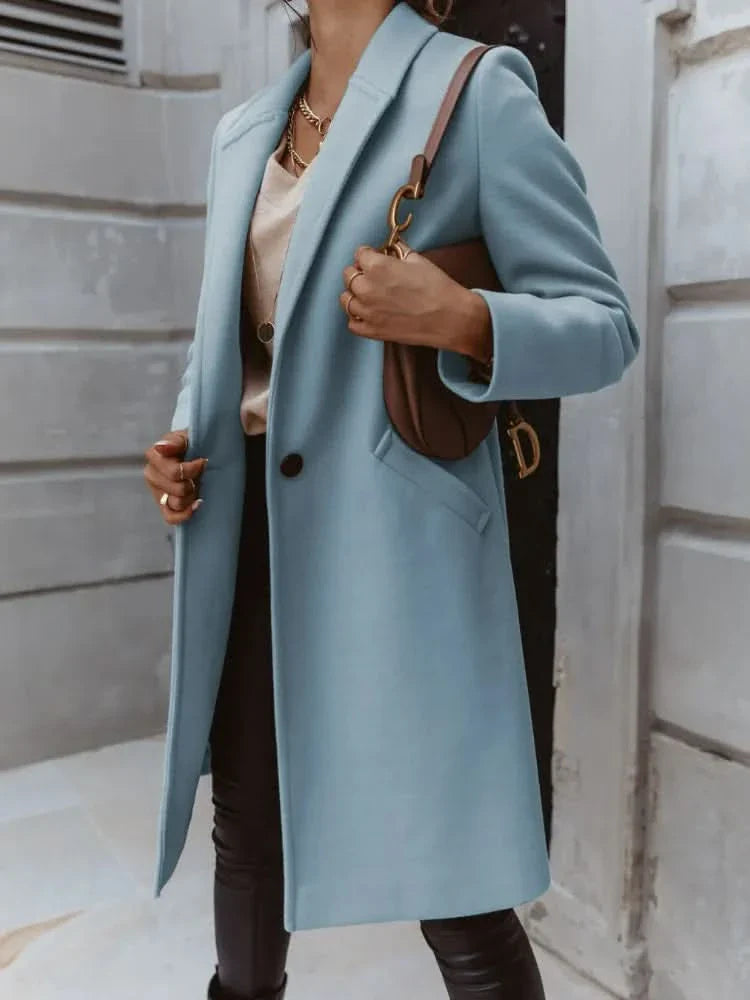 Philomène | Manteau Long Femme Tailored Coat | Élégant et Structuré pour Superpositions Intelligentes