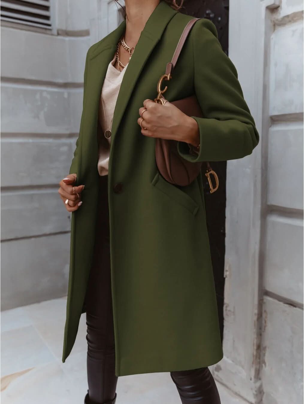 Philomène | Manteau Long Femme Tailored Coat | Élégant et Structuré pour Superpositions Intelligentes