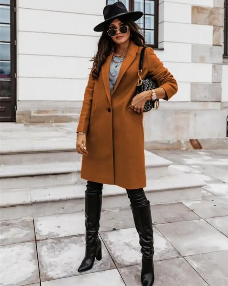 Philomène | Manteau Long Femme Tailored Coat | Élégant et Structuré pour Superpositions Intelligentes