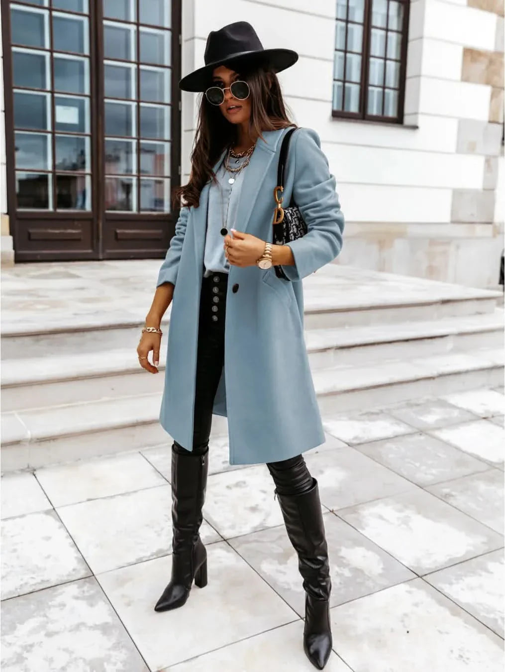 Philomène | Manteau Long Femme Tailored Coat | Élégant et Structuré pour Superpositions Intelligentes