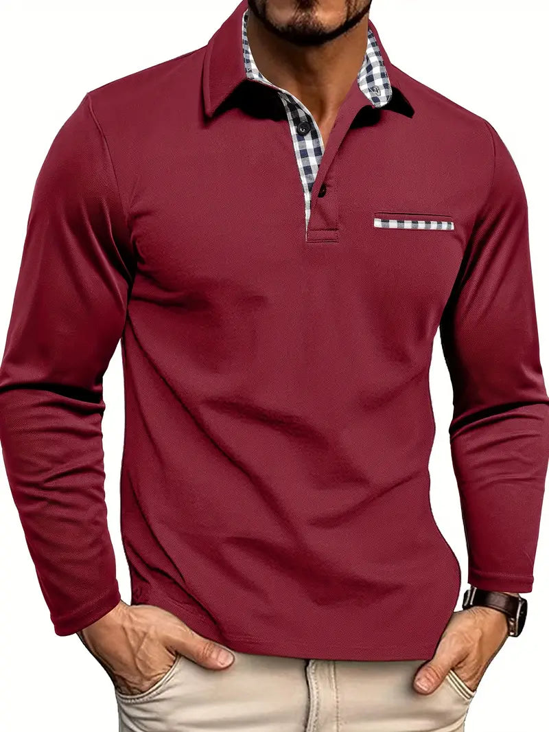 Longsleeve Polo Homme | Polo à Manches Longues avec Détails Contrastés & Coupe Moderne