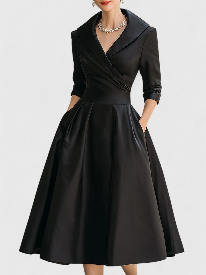 Robe A-Line Femme | Élégante avec Col Cache-Cœur