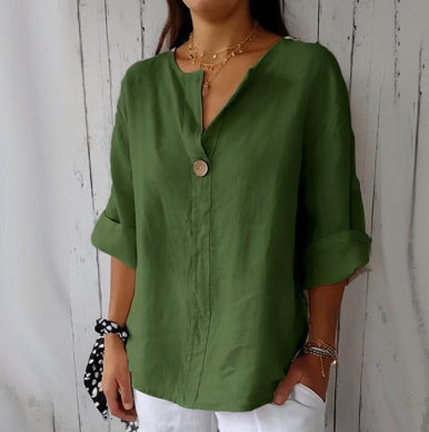 Blouse Élégante à Col V pour Femme – Confort Léger et Style Intemporel