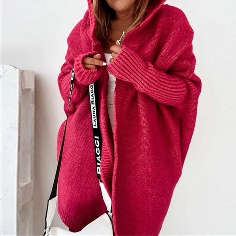 Lange Warme Cardigan Femme | Tricot Long avec Capuche
