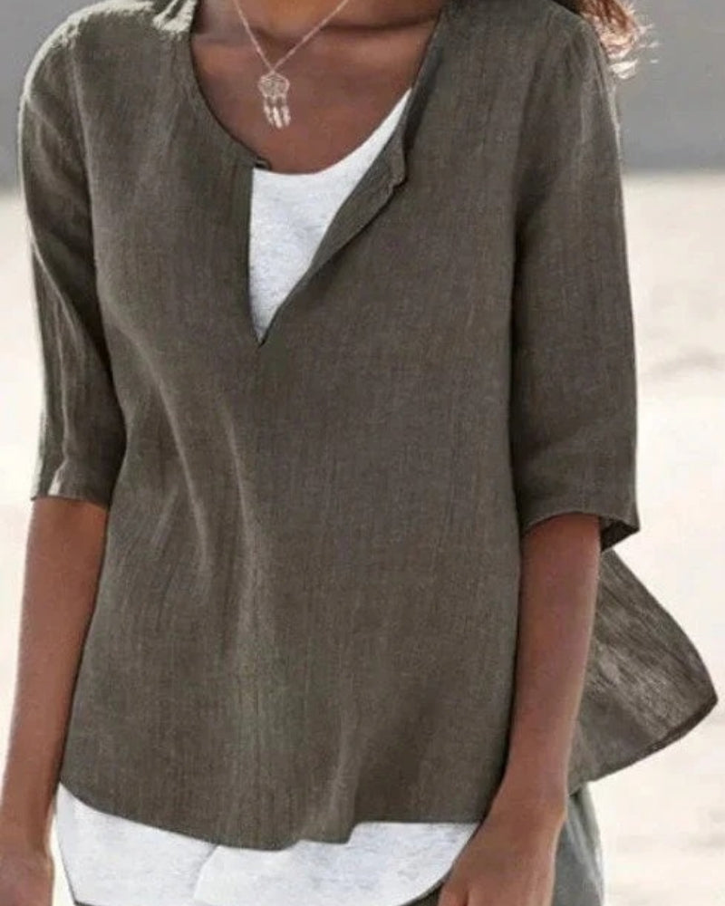 Blouse Décontractée à Effet Superposé – Style Léger & Élégance Moderne