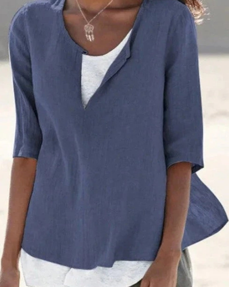 Blouse Décontractée à Effet Superposé – Style Léger & Élégance Moderne