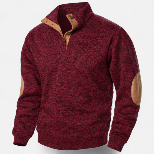 Cassian | Pull Homme Col Montant Boutonné Patchwork Style Heritage