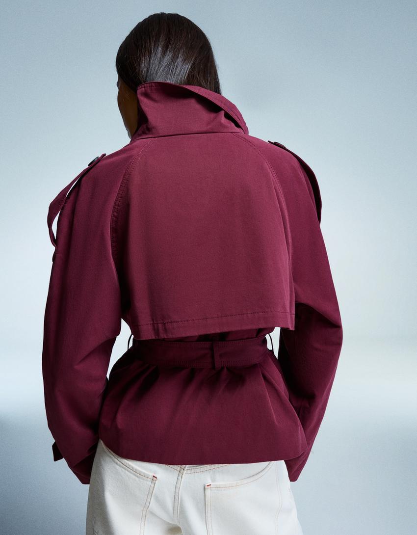 Trench Court Femme avec Ceinture Taille pour Look Urbain Élégant