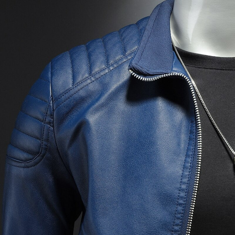 Louis | Veste Homme Style Moto en Cuir Synthétique Confortable avec Fermeture Éclair