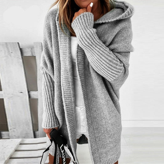Lange Warme Cardigan Femme | Tricot Long avec Capuche