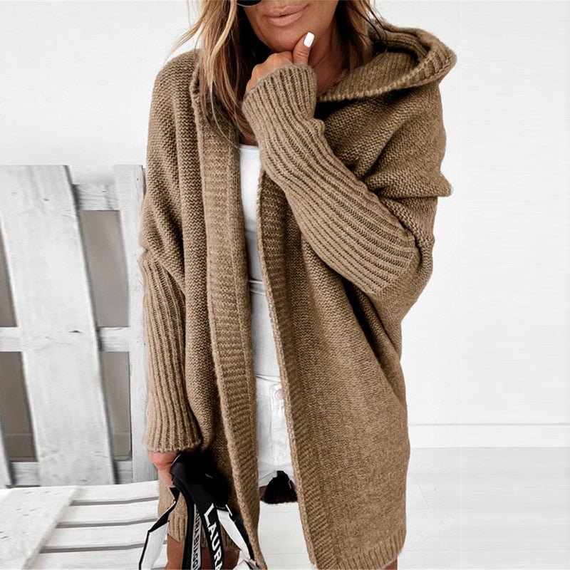 Lange Warme Cardigan Femme | Tricot Long avec Capuche