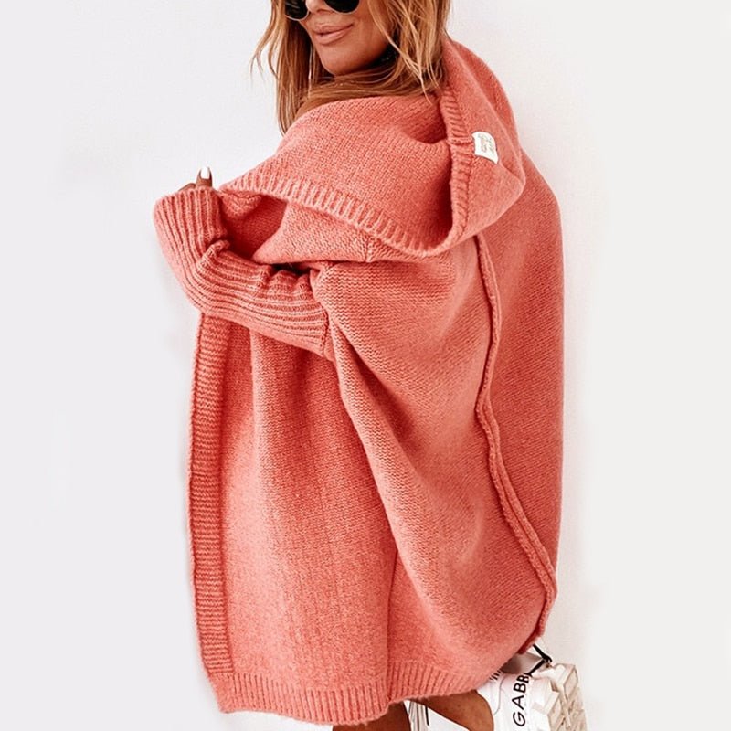 Lange Warme Cardigan Femme | Tricot Long avec Capuche