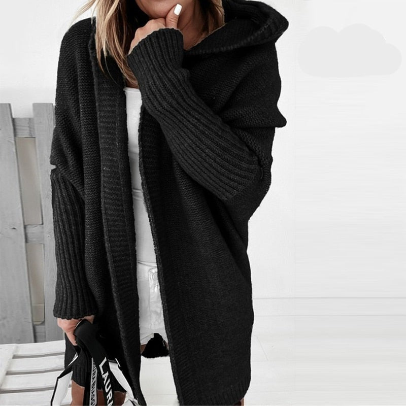 Lange Warme Cardigan Femme | Tricot Long avec Capuche