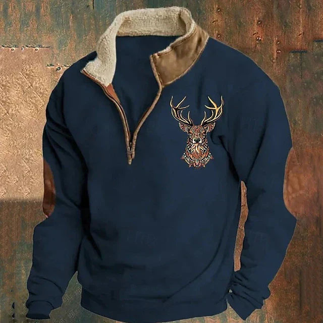 Sweat Polaire Homme Logan | Douceur Hivernale & Motif Cerf Brodé