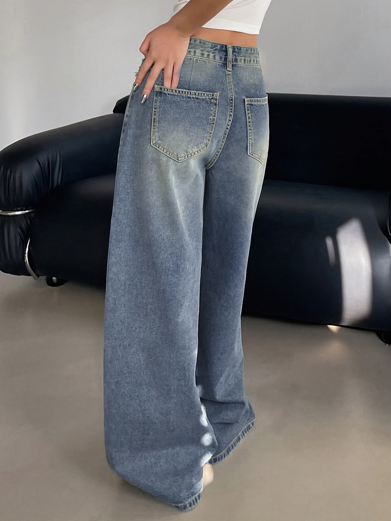 Dorabelle | Baggy Jeans Femme Taille Haute, Coupe Large avec Jambe Ample
