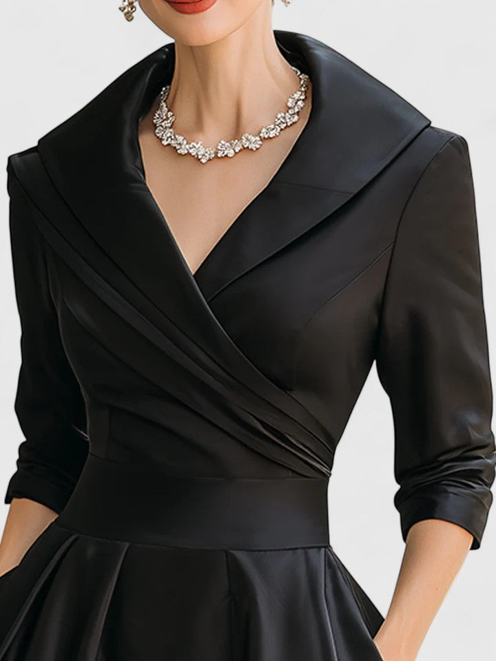 Robe A-Line Femme | Élégante avec Col Cache-Cœur
