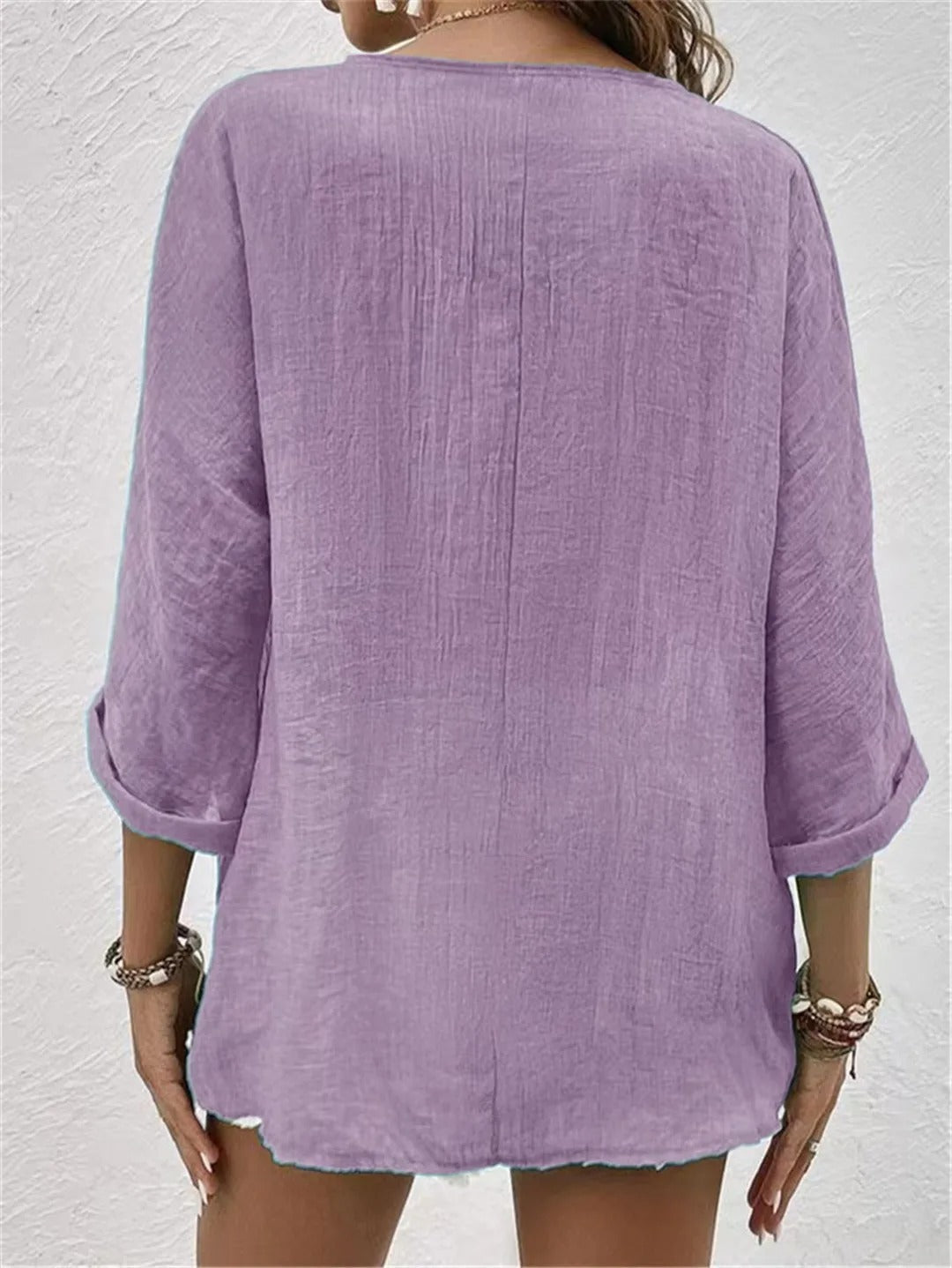 Blouse Élégante à Col V – Style Classique & Confort Quotidien