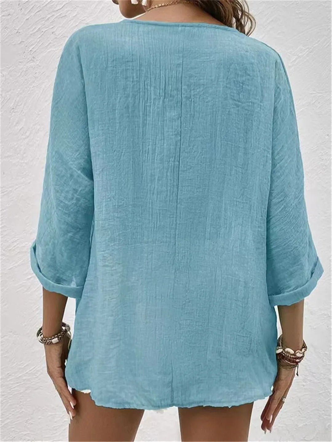 Blouse Élégante à Col V – Style Classique & Confort Quotidien