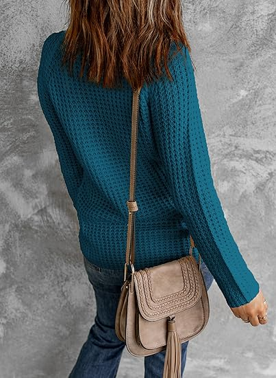 Léa | Sweatshirt Femme Relaxed Fit Maille Épaisse Col Roulé Asymétrique avec Boutons