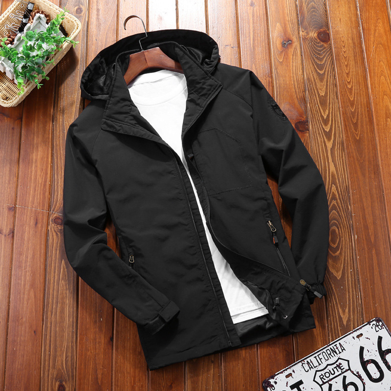 Jovian | Veste Homme Coupe-Vent Légère avec Capuche, Ajustable et Respirante, Poches Multiples