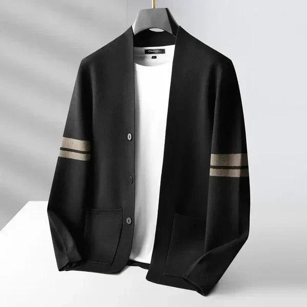 Cardigan Homme en Maille avec Détails Rayés | Élégance Décontractée et Confort Quotidien
