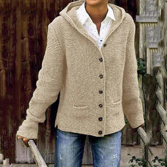 Agnès | Cardigan à Capuche Boutonné avec Poches pour Femme