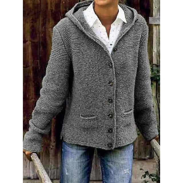 Agnès | Cardigan à Capuche Boutonné avec Poches pour Femme