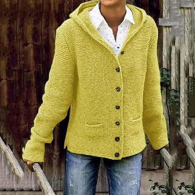 Agnès | Cardigan à Capuche Boutonné avec Poches pour Femme
