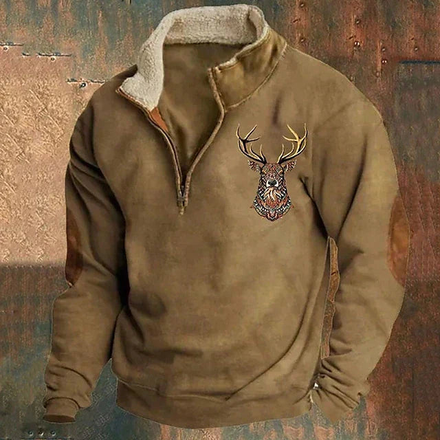 Sweat Polaire Homme Logan | Douceur Hivernale & Motif Cerf Brodé