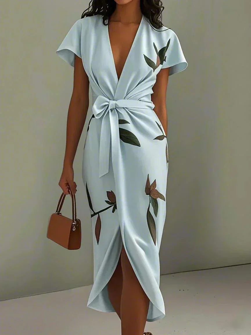 Robe Femme Cache-Cœur Élégante à Coupe Fluide et Taille Ajustable