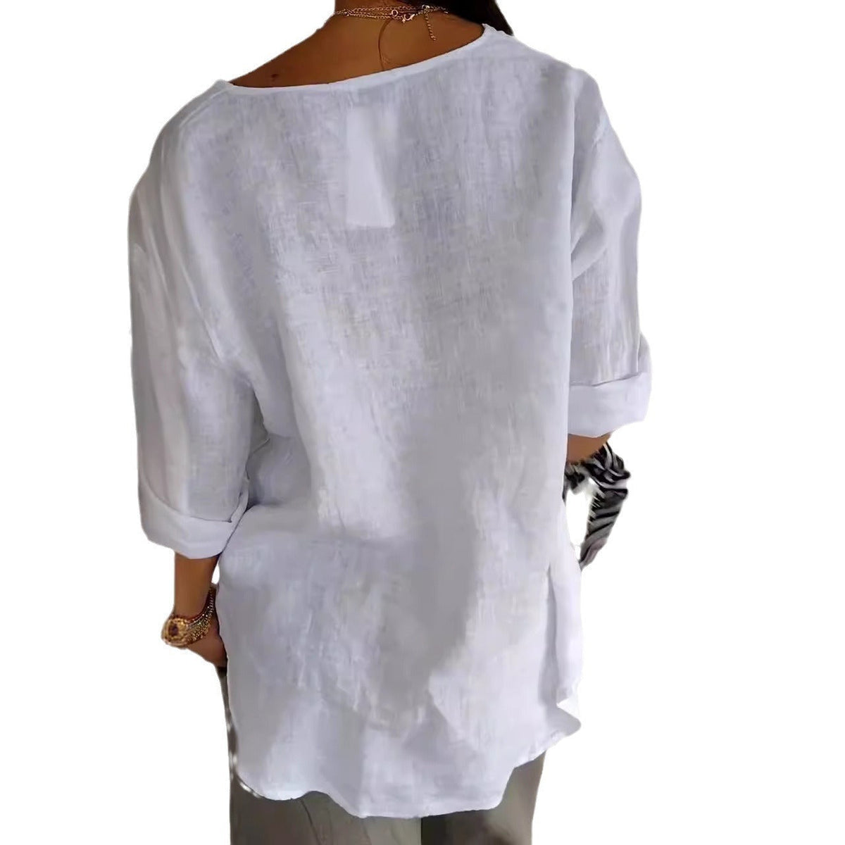 Blouse Élégante à Col V pour Femme – Confort Léger et Style Intemporel