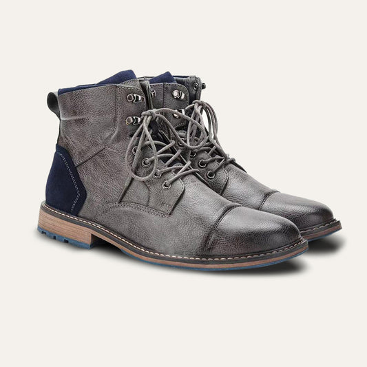 Manchester Bottines Homme en Cuir Synthétique Vintage, Semelle Antidérapante et Coutures Renforcées