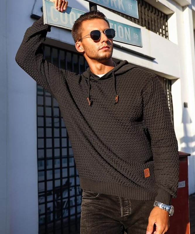 Sweat à Capuche Homme | Tricot Structuré | Style Urbain et Confort