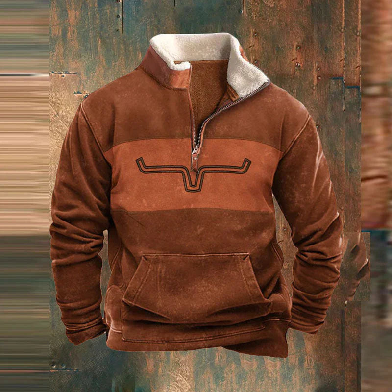 Tristan | Pull Homme Zippé Partiel à Motifs Tribaux avec Poches Kangourou | Style Moderne et Confortable