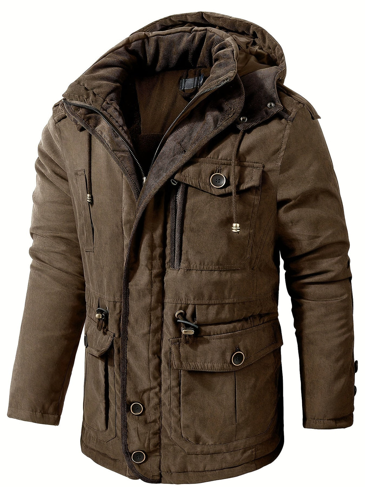 Valen | Veste Homme Hiver Zippée à Capuche et Multiples Poches | Chaude et Confortable
