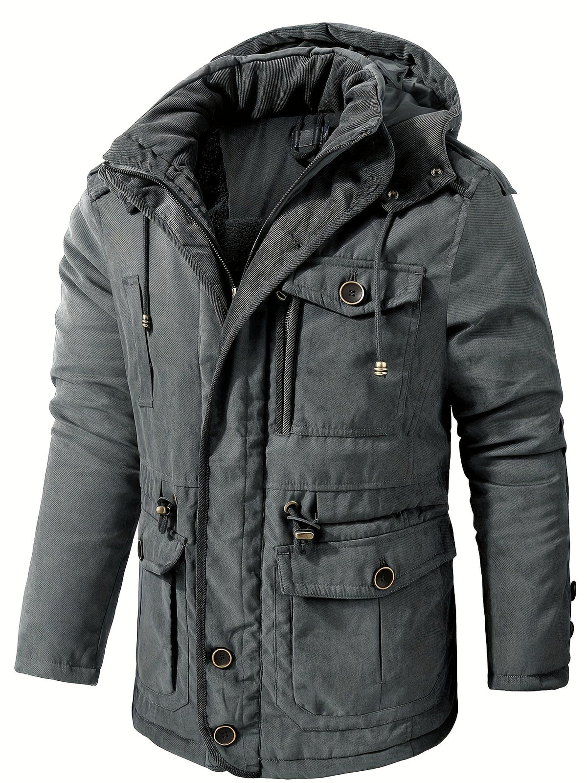 Valen | Veste Homme Hiver Zippée à Capuche et Multiples Poches | Chaude et Confortable