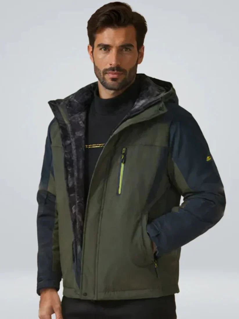 Silas | Veste d’Hiver Homme Imperméable à Capuche avec Doublure Polaire