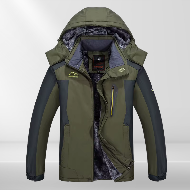 Silas | Veste d’Hiver Homme Imperméable à Capuche avec Doublure Polaire