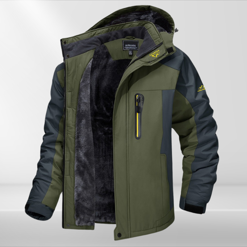 Silas | Veste d’Hiver Homme Imperméable à Capuche avec Doublure Polaire