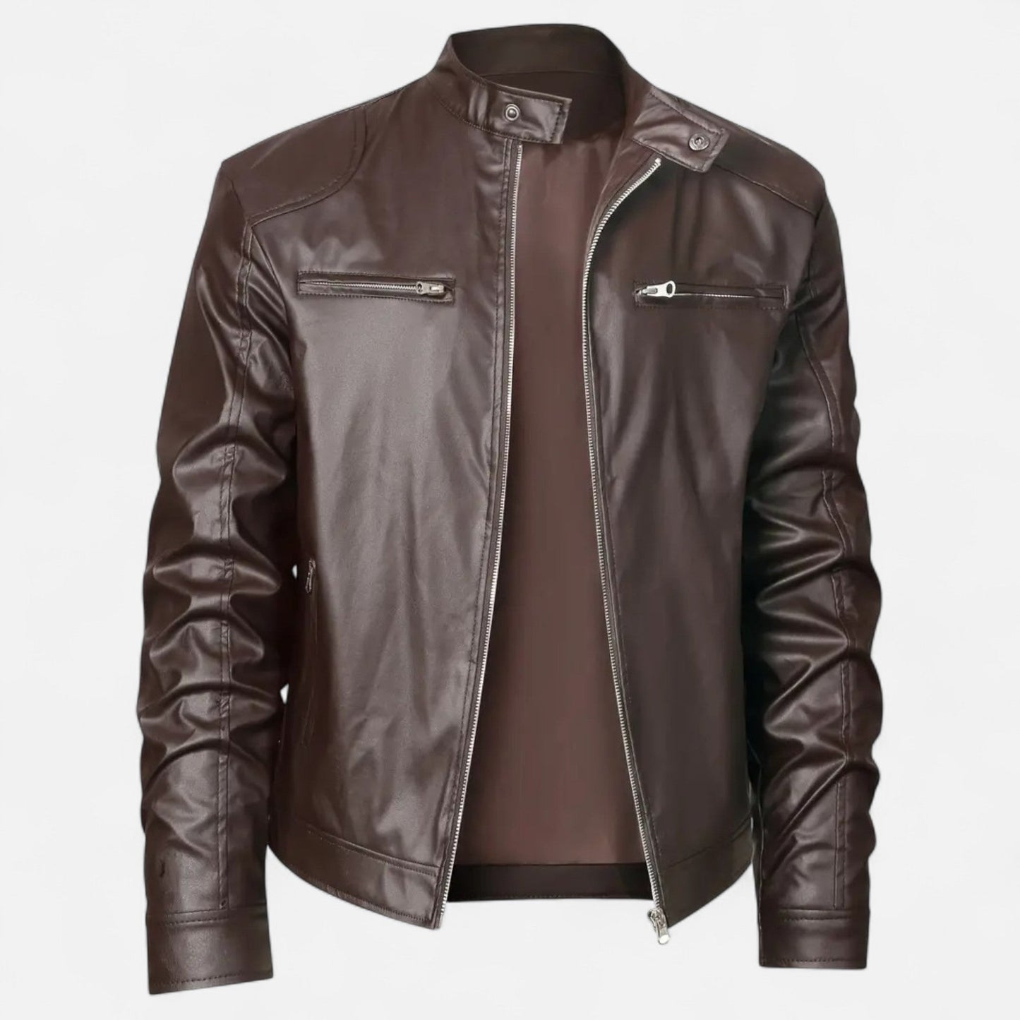 Alden | Veste Homme Style Moto Aspect Cuir avec Fermeture Zippée
