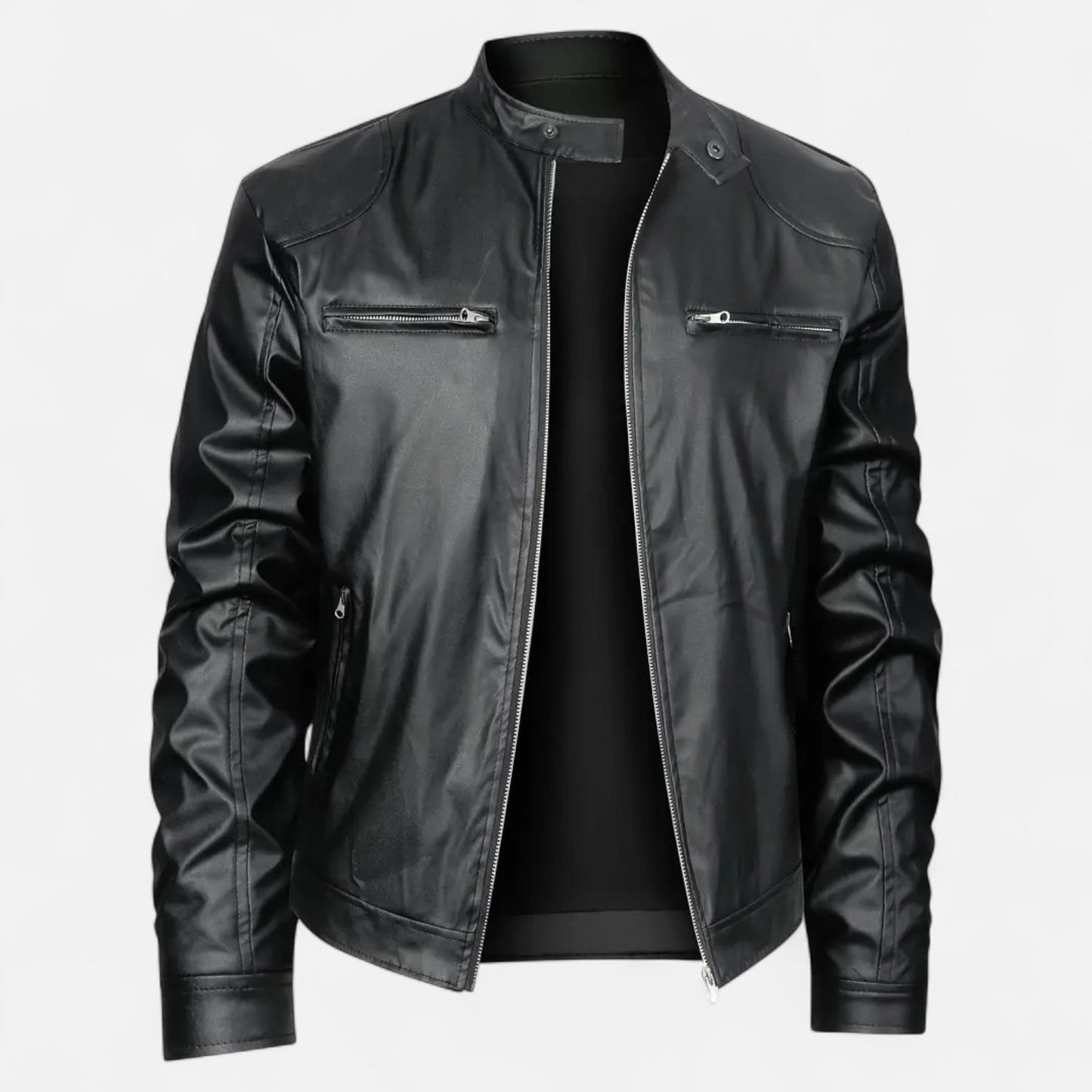 Alden | Veste Homme Style Moto Aspect Cuir avec Fermeture Zippée