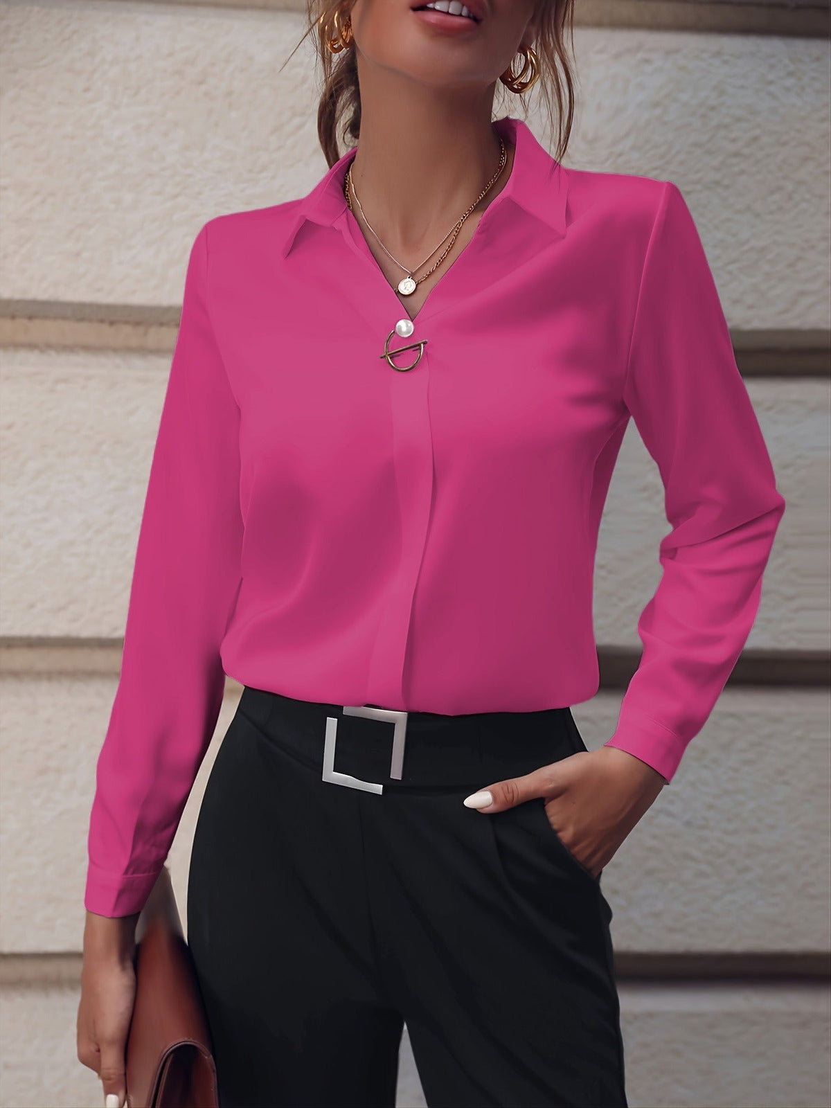 Blouse Femme Élégante Unie – Style Intemporel pour le Quotidien
