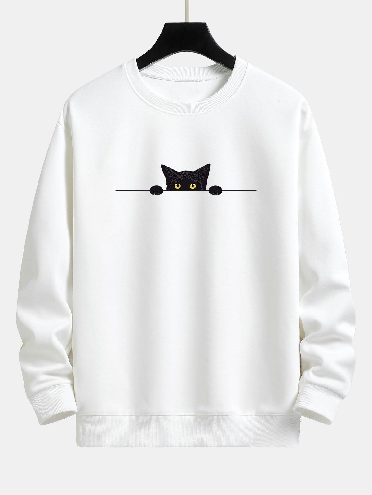 Momi | Sweat-shirt unisexe imprimé chat noir – Confort décontracté